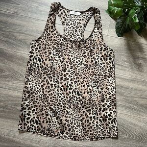 Toska leopard cheetah animal print satin-like Racerback tank blouse. Size S